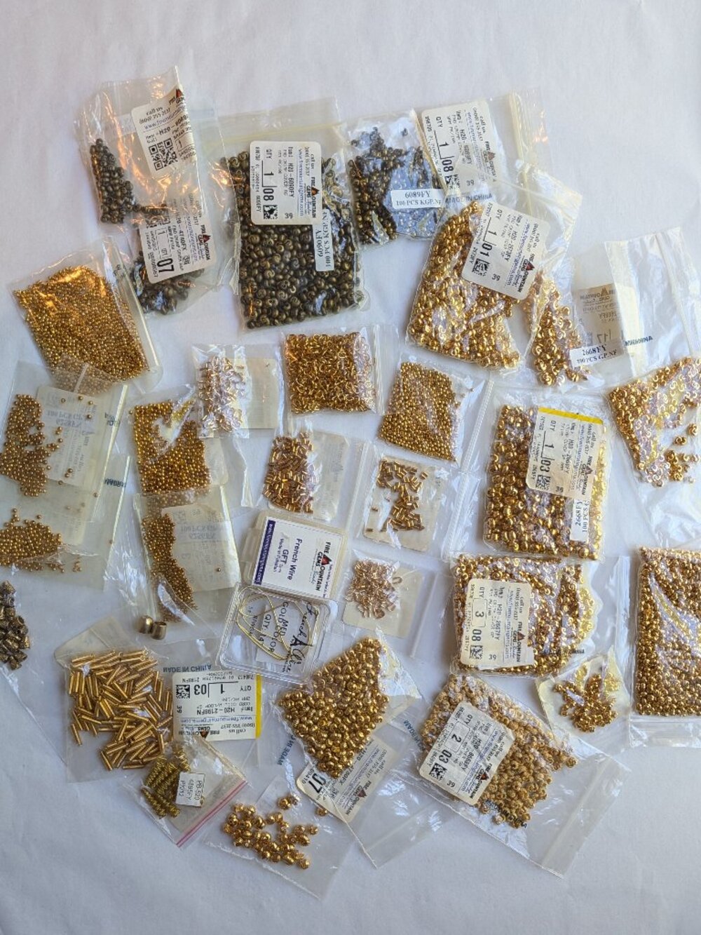 Lot Gold plated Crimp Beads, Wire Guards, French Wire, Crimp Covers, Coil Cover